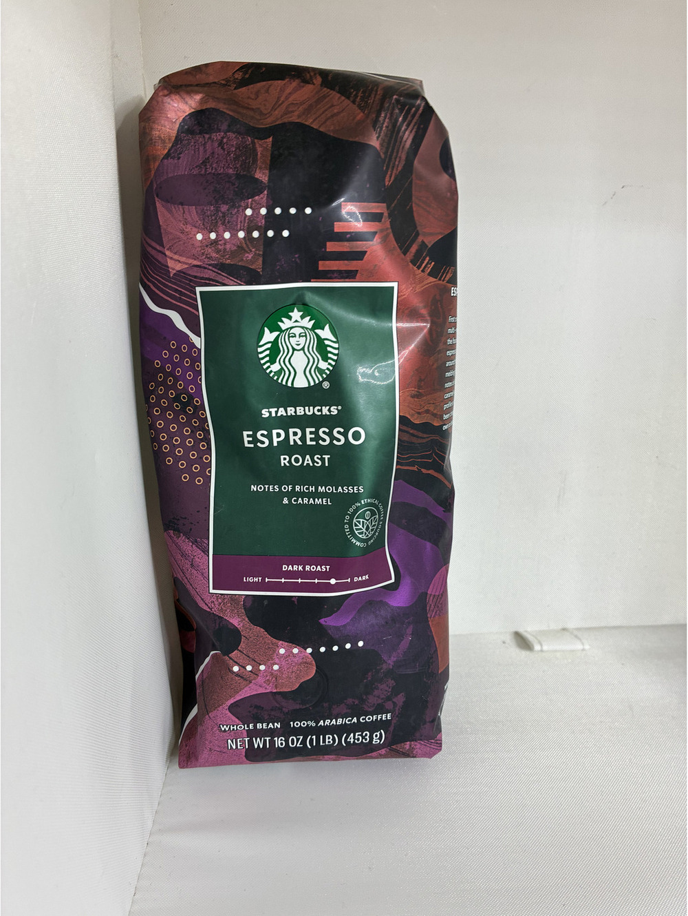 Starbucks Espresso Roast Whole Bean Coffee 16 oz Dark Roast